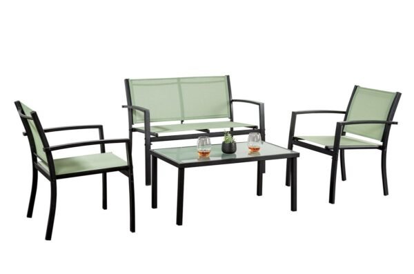 🌿 Annabelle Green Outdoor Furniture Set - 4-Piece Patio Perfection! 🛋️ Get Yours Now! 🌟