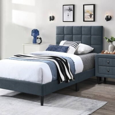 Aris Charcoal Linen Platform Bed