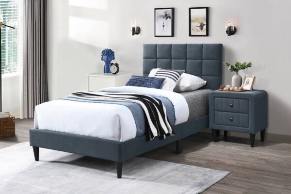 Aris Charcoal Linen Platform Bed