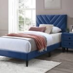 Bernal Navy Velvet Platform Bed