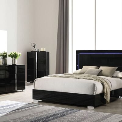 Dalyn Black Lacquer LED Bed