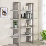 Elevate Your Space: Nordin Rustic Grey Bookcase - Modern Style with Floating Design