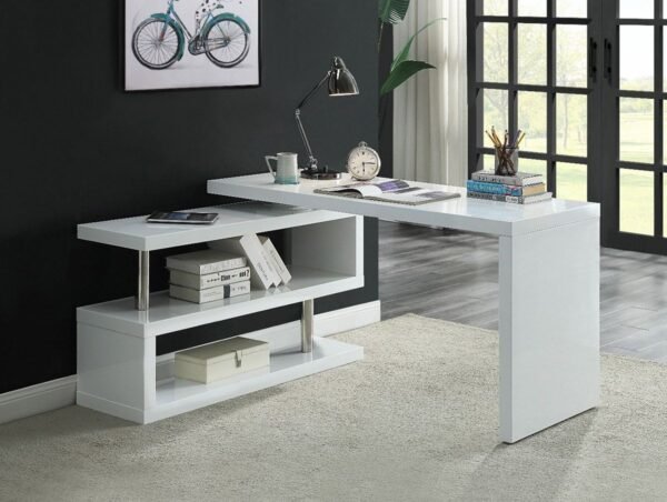 Mina White Desk With Folding Side