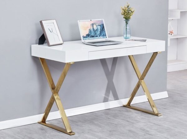 Roreti Writing Desk Gold Finish Base