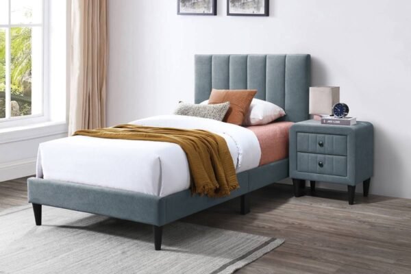 Roxanne Grey Linen Platform Bed