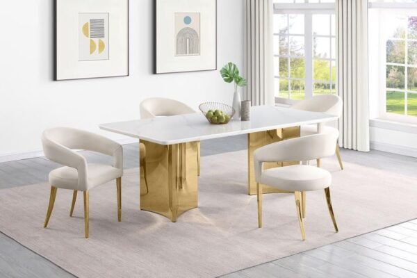 Titan Marble Top Dining Table With Gold Base