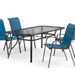 🌿 Transform Your Patio: Orton 5-Piece Outdoor Dining Set with Vibrant Blue Chairs 🌟