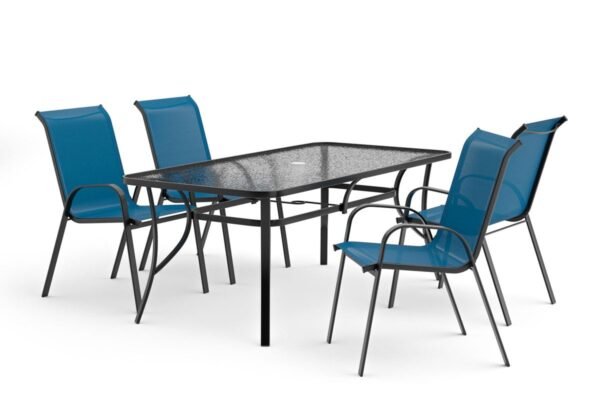 🌿 Transform Your Patio: Orton 5-Piece Outdoor Dining Set with Vibrant Blue Chairs 🌟